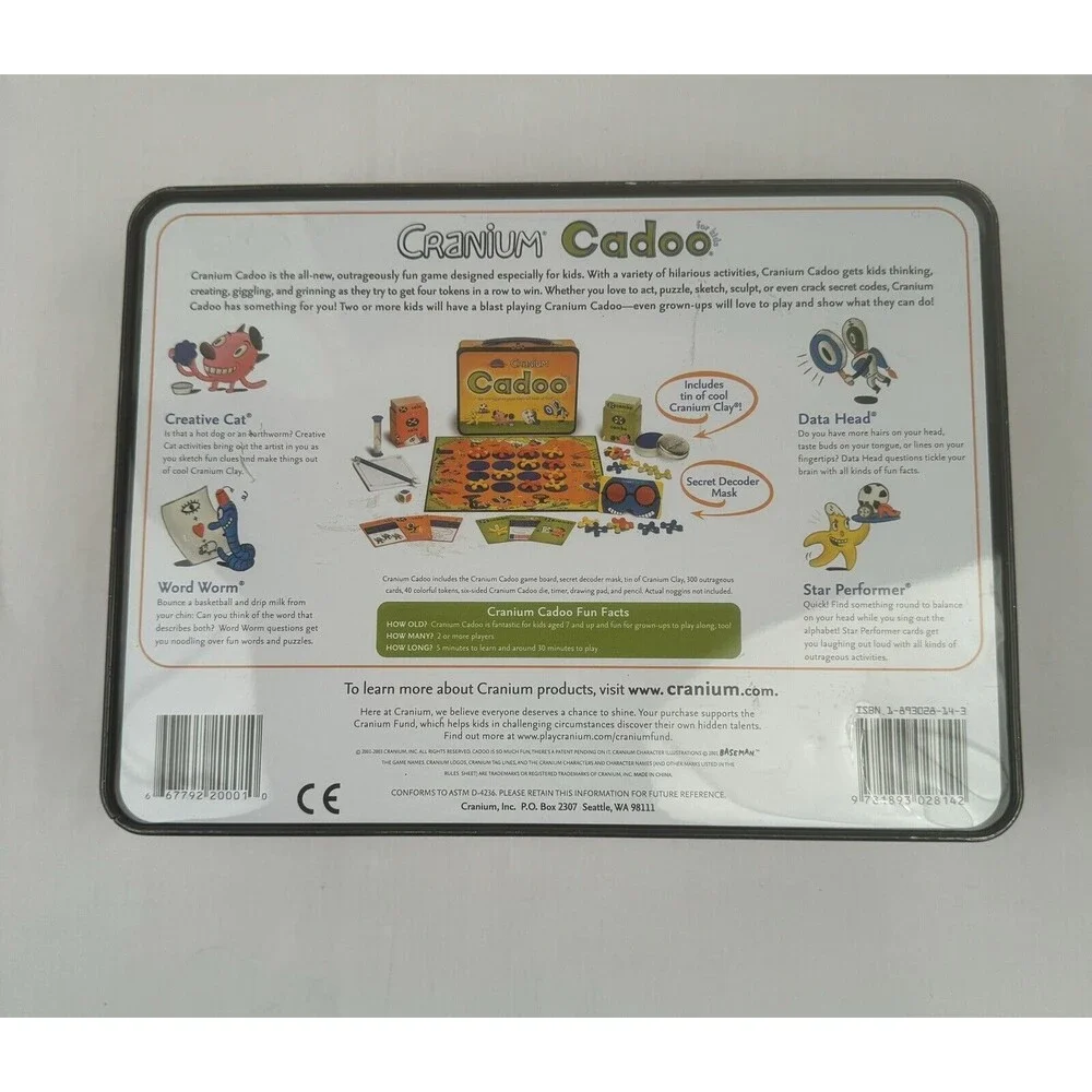 LUNCHBOX TIN CADOO‎ BOARD GAME - Cranium For Kids Complete - EXC SHAPE, 100%
